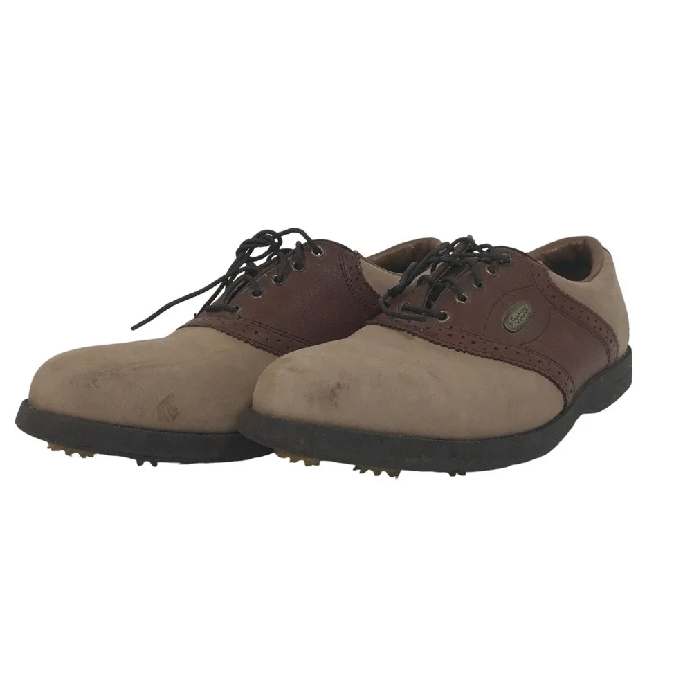 FootJoy SoftJoys Sierra Mens US 9M‎ Brown Tan Golf Shoes Plastic Spikes